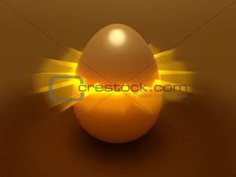 Egg with light in fracture