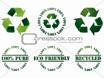 Recycling symbol and stamps