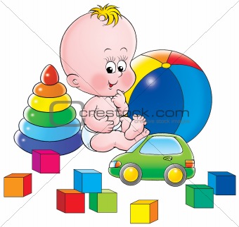Small child with toys