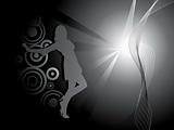 illustration, abstract background with dancing girl