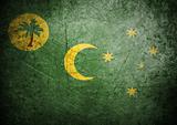 flag of Cocos Island on old wall background, vector wallpaper
