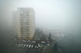 misty urban scene