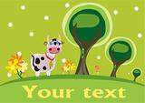 Spring easter banners with cows