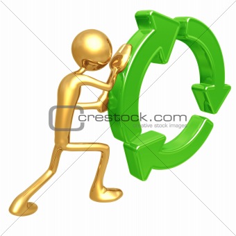 Pushing Recycling Symbol