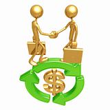 Green Business Handshake Dollar