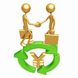 Green Business Handshake Yen