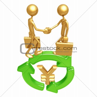 Green Business Handshake Yen