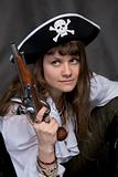 Girl - pirate with pistol in hand