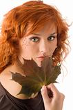 girl with leaf