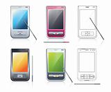 Personal Digital Assistants (PDA), 4 multicolored mobile phones 