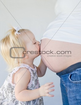 Little Girl Kissing Mom