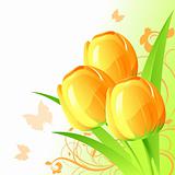 Background with yellow tulips