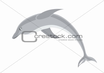 isolated illustration of smiling dolphin