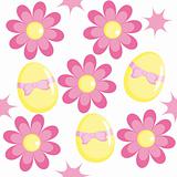 Seamless pattern with chamomiles and eggs