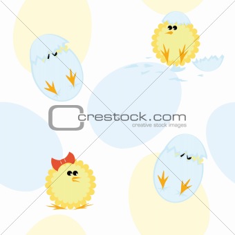 Seamless pattern with chickens and eggs