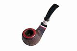 Dark red tobacco pipe isolated on white background