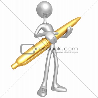 Writer With Gold Pen