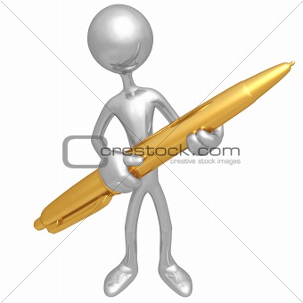 Writer With Gold Pen