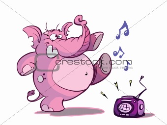 Dancing pink elephant