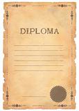 Old paper diploma with pattern