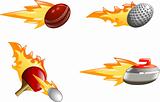 Glossy shiny flame sport icons