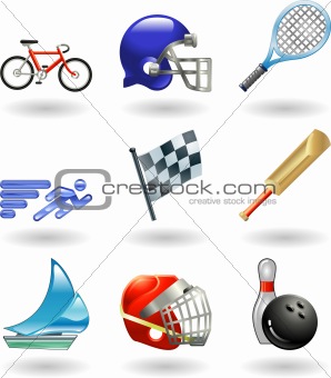 Shiny sports icon set series 