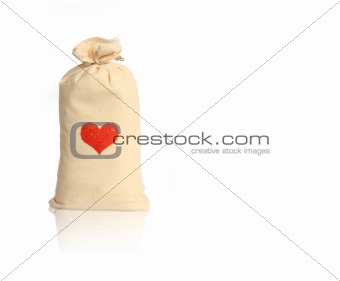 Sack with red heart
