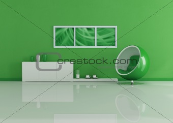 green modern living room