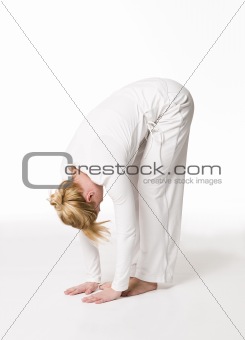 Woman stretching her back
