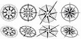 Eight Black and White Compasses