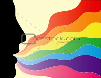 Face silhouette with a rainbow