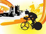 cyclist on city background, illustration