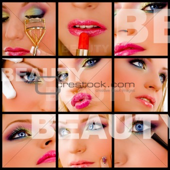 Makeup collection of beauty women