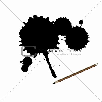 Chinese calligraphy ink brush with splatter