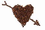 Heart shape background made with coffee beans