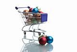 Shopping cart full with christmas balls