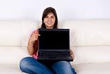 beautiful young woman with laptop computer