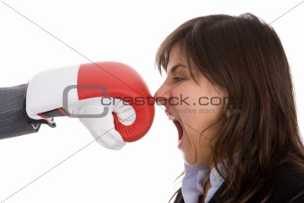 two businesswoman with boxing gloves fighting