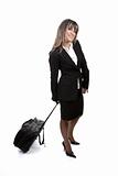 beautiful blond businesswoman with small hand luggage