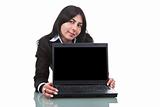 beautiful businesswoman with laptop computer
