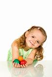 Adorable little girl with easter eggs - isolated