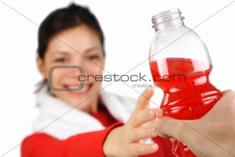 Fitness woman getting sports drink