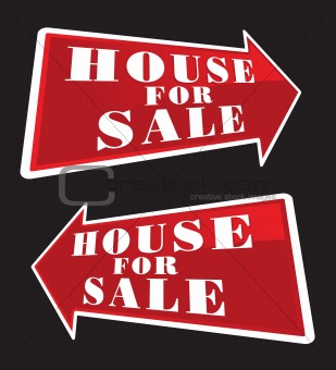 House For Sale Real Estate Sign Arrows.