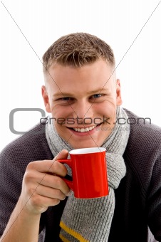 handsome young male with coffee mug