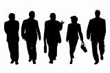 Group of business people walking and talking