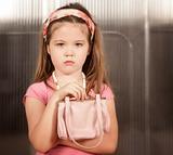 Little girl with pink purse