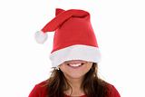 young santa woman with red hat 