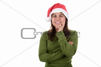 young santa woman celebrating christmas
