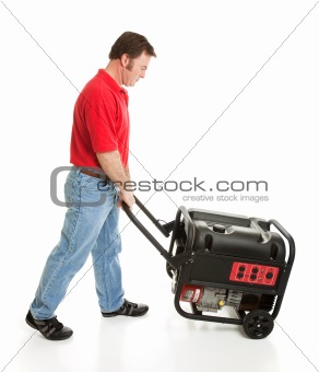 Man Pushing Portable Generator