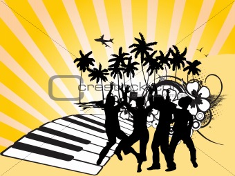 beach background with party people